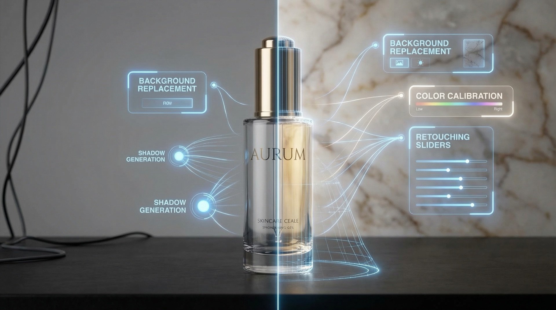 AI with skincare product yakın shooti